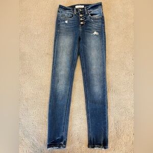 Flying Monkey Medium Wash Distressed Skinny Jeans High Waisted Size 24 Juniors